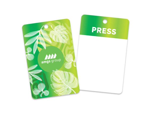 Green PVC membership or loyalty card with full color branding from AMGS Group.