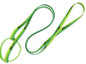 Flexible lanyard with a green silicone band – fits bottles and cups. From AMGS Group.
