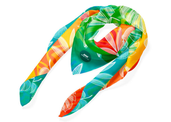 Scarf with sublimation print – full color. Ideal for events. Available at AMGS Group.