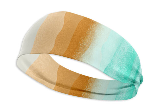 Sublimated headband with colorful print—perfect for corporate and fitness branding.