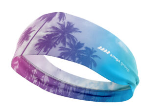 Personalized headband with logo. Full color. Activewear for running and training. AMGS Group.