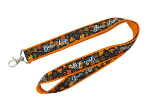 A double-layer sewn-on lanyard with a sublimation print. From AMGS Group