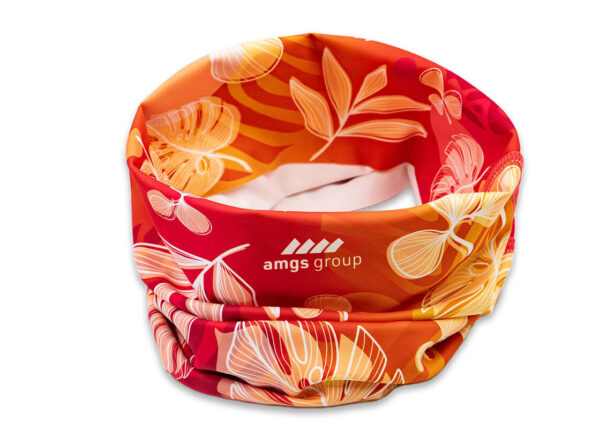 Multifunctional microfiber neck warmer with sublimation printing - from AMGS Group.