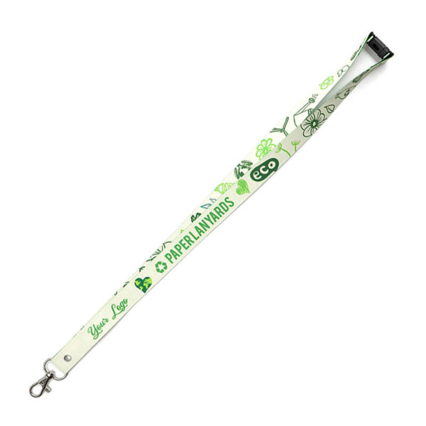 Waterproof paper lanyard (washpaper) with breakaway safety clasp. Custom sublimation print. Available at AMGS Group.