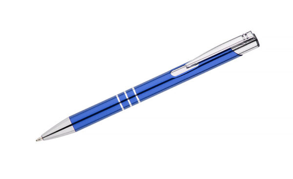Elegant recycled aluminium pen rKALIPSO with chrome finish, customizable with company logo.