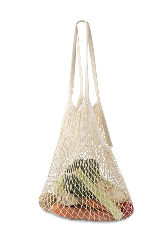 Customised FIRO shopping bag, braided cotton, beige, reusable, with logo print.