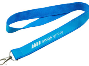 Custom Double-Layer Lanyard With Hook (polyester webbing underneath and a sublimation-printed top layer). Available from AMGS Group.