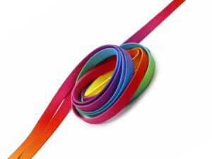 Tubulare Schnürsenkel mit Farbverlauf im Rainbow-Stil – beidseitig bedruckt. Entdecken Sie das Angebot der AMGS Group.