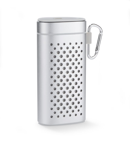 Promotional wireless speaker SOUND 4000 mAh with power bank and logo – elegant engraved gift.
