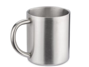 Tazza SALO 210 ml in acciaio inox con manico e doppia parete. Gadget aziendale personalizzabile con logo.