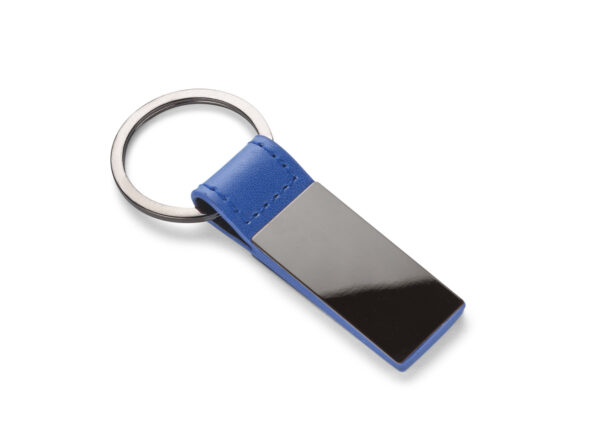 Branded keychain JUNG with engraved logo – customizable corporate gift in eco leather and metal.