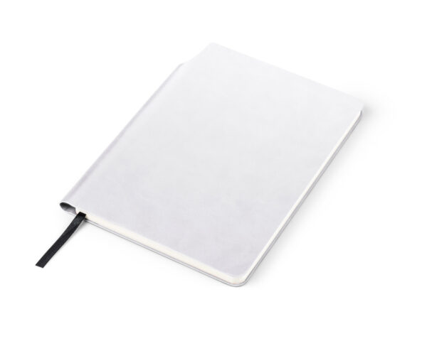 Promotional notebook MOLI A5 with soft PU cover and ribbon bookmark, customizable with logo.