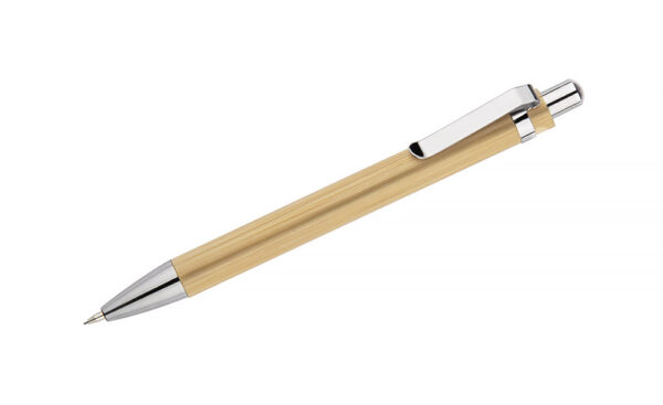 Eco bamboo automatic pencil BANO with metal details, customizable with logo.