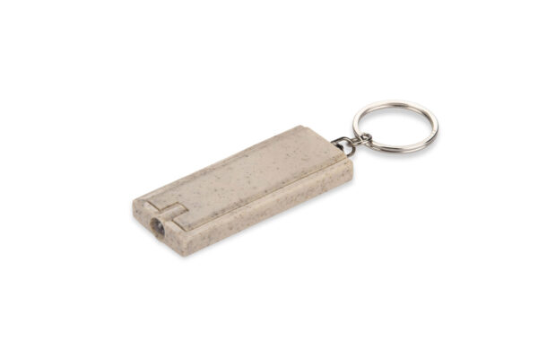SLOMI Flashlight. SLOMI wheat straw keychain flashlight – sustainable promotional gift customizable with logo.