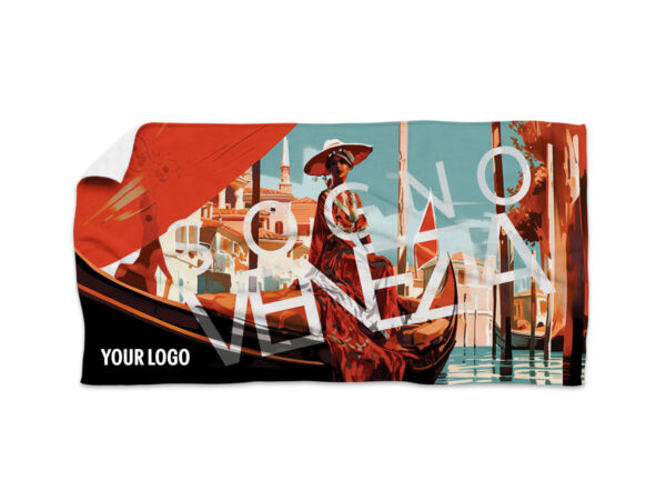 Personalised Cotton-Polyester Towel. Cotton & Polyester Blend. Venezia print. AMGS Group.