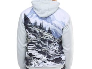 Back of the men’s thermoactive hoodie with logo and hood – striking print. Choose this model from the AMGS Group collection and embrace outdoor functionality in style!