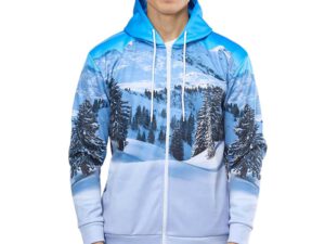 Custom Mens Hoodie with Sublimation Print . Men’s hoodie with sublimation print. Front view of a classic-cut men’s hoodie with full sublimation print. AMGS Group.