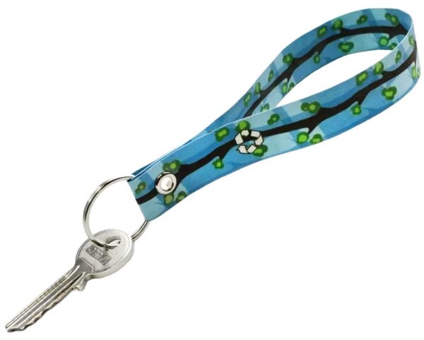 Washable paper lanyard with metal ring and sublimation print. AMGS Group.