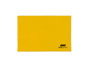 Custom yellow microfiber cleaning cloth with logo – minimalist design and excellent cleaning performance, product by AMGS Group.