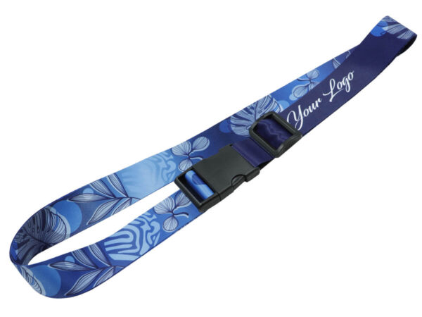 High-quality personalized suitcase belt with custom company logo and secure black quick-release buckle, ideal for brand promotion.